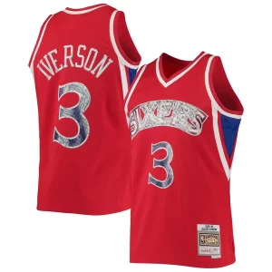 Allen Chic Iverson Philadelphia 76ers 1996/97 Hardwood Classics NBA 75th Anniversary Diamond Swingman Jersey Red