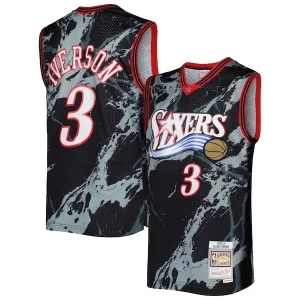 Allen Iverson Elegant Philadelphia 76ers 2000/01 Hardwood Classics Marble Swingman Jersey Black