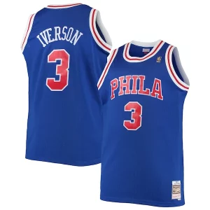 Allen Iverson Philadelphia 76ers 1996/97 Big & Tall Hardwood Elegant Classics Swingman Jersey Royal/Black/Red/White