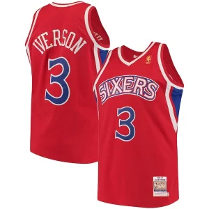 Allen Iverson Philadelphia 76ers 1996/97 Hardwood Classics Authentic Jersey Red/Black/White Eye - catching
