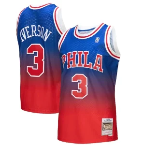 Allen Iverson Philadelphia 76ers 1996/97 Hardwood Classics Fadeaway Swingman Player Unique Jersey Red/Royal