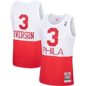 Allen Iverson Philadelphia 76ers 2003/04 Hardwood Classics Authentic Jersey White/Black/Red Elegant
