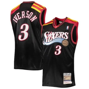 Allen Iverson Philadelphia 76ers 2006 Hardwood Classics Authentic Jersey Eye - catching Black/Red/White