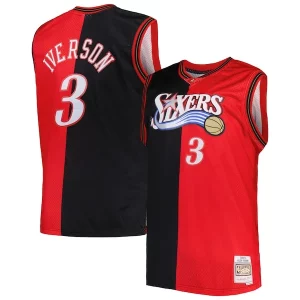 Allen Iverson Philadelphia 76ers Big & Tall Fabulous Hardwood Classics 2000/01 Split Swingman Jersey Black/Red