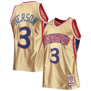 Allen Iverson Philadelphia 76ers Fabulous 75th Anniversary 1996/97 Hardwood Classics Swingman Jersey Gold