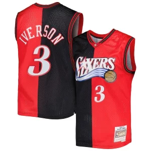 Allen Iverson Philadelphia 76ers Hardwood Classics 2000/01 Split Swingman Jersey Black/Red Premium