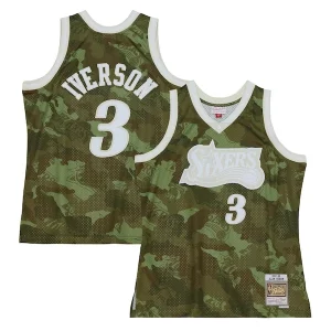Allen Iverson Philadelphia Elegant 76ers Hardwood Classics 1997/98 Ghost Green Swingman Jersey Camo