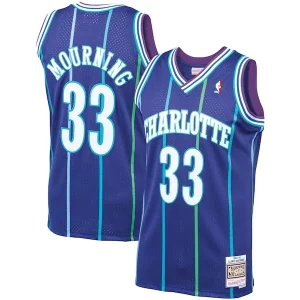 Alonzo Mourning Charlotte Hornets 1994/95 Hardwood Classics Swingman Jersey Purple Fabulous