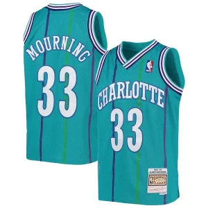 Alonzo Mourning Charlotte Hornets Youth 1992/93 Hardwood Classics Swingman Eye - catching Jersey Teal