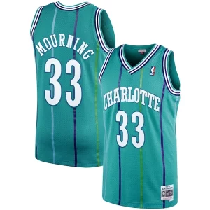 Alonzo Mourning Charlotte Unique Hornets 1992/93 Hardwood Classics Swingman Jersey Teal