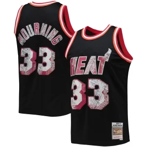 Alonzo Mourning Miami Heat 1996/97 Eye - catching Hardwood Classics NBA 75th Anniversary Diamond Swingman Jersey Black