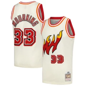Alonzo Mourning Miami Heat Trendy Chainstitch Swingman Jersey Cream