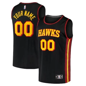 Atlanta Hawks Youth Custom Unique Fast Break Replica Jersey Black Statement Edition