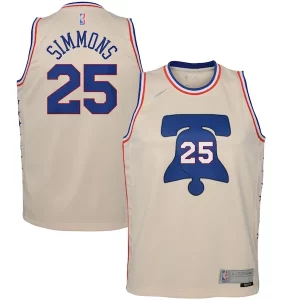 Ben Simmons Philadelphia 76ers Premium Nike Youth 2020/21 Swingman Player Jersey Cream Earned Edition