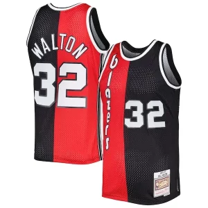 Bill Walton Portland Trail Elegant Blazers Hardwood Classics 1976/77 Split Swingman Jersey Red/Black
