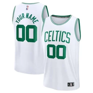 Boston Celtics Fast Break Custom Jersey Association Edition Premium White/Kelly Green/Black