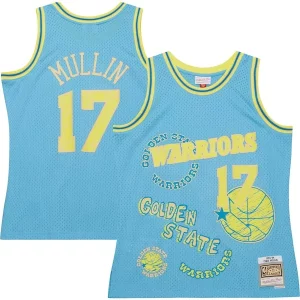 Chris Mullin Golden State Warriors 1993/94 Swingman Sidewalk Sketch Jersey Gorgeous Light Blue