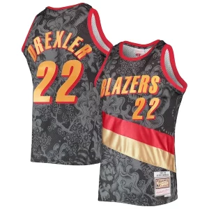 Clyde Drexler Eye - catching Portland Trail Blazers Hardwood Classics 1991/92 Lunar New Year Swingman Jersey Black