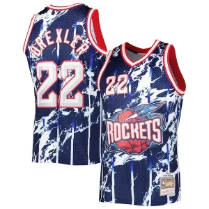 Clyde Drexler Houston Rockets 1996/97 Hardwood Classics Marble Swingman Jersey Navy Unique