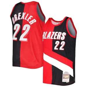 Clyde Drexler Portland Trail Blazers Hardwood Classics 1991/92 Split Swingman Eye - catching Jersey Red/Black