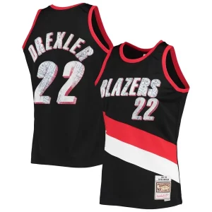 Clyde Drexler Portland Trail Elegant Blazers 1991/92 Hardwood Classics NBA 75th Anniversary Diamond Swingman Jersey Black