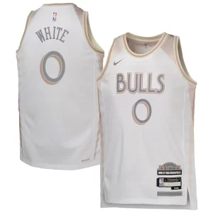 Coby White Chicago Bulls Nike Youth 2024/25 Swingman Player Jersey City Edition White Gorgeous
