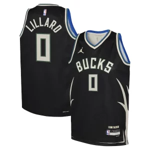 Damian Lillard Fabulous Milwaukee Bucks Jordan Brand Youth Swingman Jersey Statement Edition Black