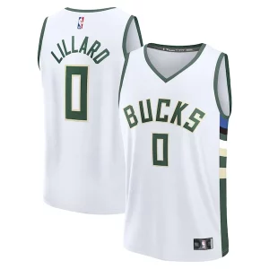 Damian Unique Lillard Milwaukee Bucks Fast Break Replica Player Jersey Association Edition White