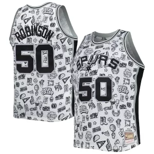 David Robinson San Antonio Spurs 1998/99 Hardwood Classics Doodle Swingman Player Unique Jersey White
