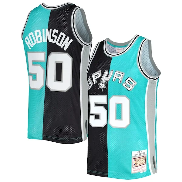 David Robinson San Elegant Antonio Spurs Hardwood Classics 1998/99 Split Swingman Jersey Black/Teal