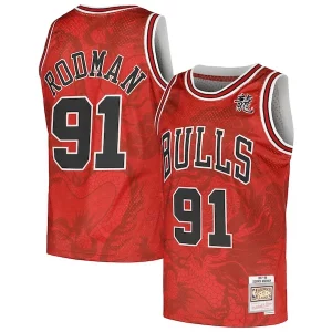 Dennis Rodman Chicago Bulls 1997/98 Hardwood Classics Asian Heritage 6.0 Swingman Chic Throwback Player Jersey Red