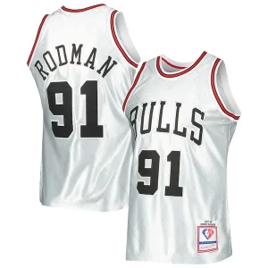 Dennis Rodman Chicago Bulls 1997/98 Hardwood Classics Trendy 75th Anniversary Swingman Jersey Platinum