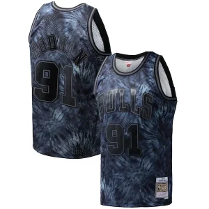Dennis Rodman Chicago Bulls Hardwood Classics 1995/96 Tie Gorgeous Dye Swingman Jersey Black