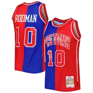 Dennis Rodman Detroit Elegant Pistons Hardwood Classics 1988/89 Split Swingman Jersey Blue/Red