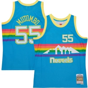 Dikembe Mutombo Denver Nuggets Hardwood Classics 1991/92 Tropical Swingman Jersey Blue Gorgeous