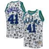 Dirk Nowitzki Dallas Mavericks 1998/99 Hardwood Classics Doodle Swingman Jersey Stylish White