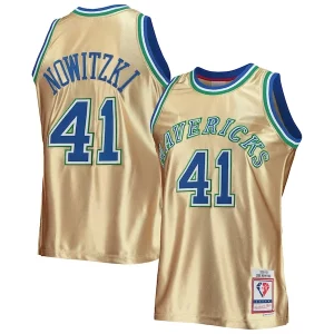 Dirk Nowitzki Dallas Mavericks 75th Anniversary 1998/99 Hardwood Classics Swingman Jersey Fabulous Gold