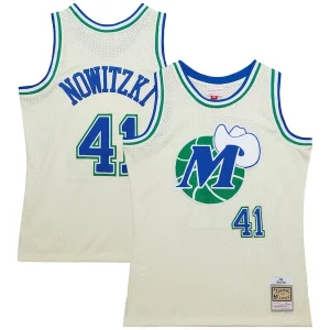 Dirk Nowitzki Dallas Mavericks Chainstitch Stylish Swingman Jersey Cream