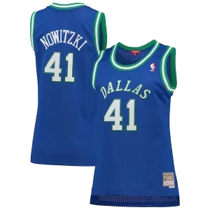 Dirk Nowitzki Dallas Mavericks Women's Hardwood Classics Swingman Jersey Blue Premium