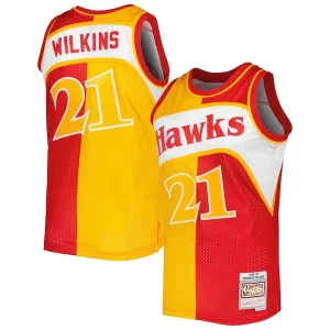 Dominique Wilkins Atlanta Hawks Hardwood Classics 1986/87 Split Swingman Premium Jersey Yellow/Red