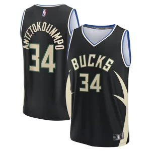 Giannis Antetokounmpo Milwaukee Bucks Fast Break Replica Eye - catching Player Jersey Statement Edition Black
