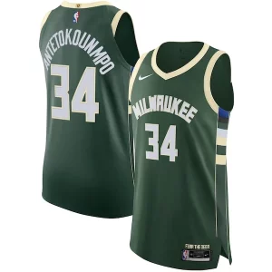 Giannis Antetokounmpo Milwaukee Bucks Nike Eye - catching Authentic Jersey Association Edition Hunter Green