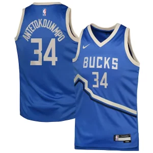 Giannis Antetokounmpo Milwaukee Bucks Nike Youth Stylish 2024/25 Swingman Player Jersey City Edition Royal
