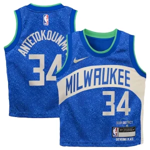 Giannis Antetokounmpo Milwaukee Bucks Stylish Nike Toddler Swingman Replica Jersey City Edition Royal