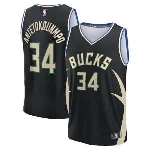 Giannis Antetokounmpo Milwaukee Bucks Youth Fast Unique Break Replica Player Jersey Statement Edition Black