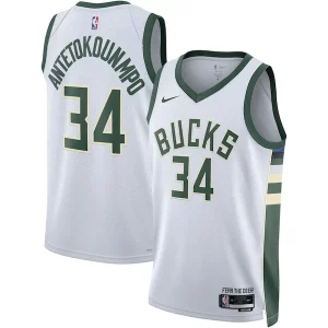 Giannis Antetokounmpo Milwaukee Unique Bucks Nike Unisex Swingman Jersey Association Edition White/Hunter Green