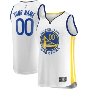Golden State Warriors Fast Break Custom Replica Fabulous Jersey White Association Edition/Royal