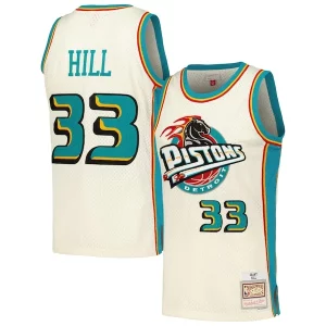 Grant Hill Detroit Pistons Chainstitch Swingman Jersey Elegant Cream