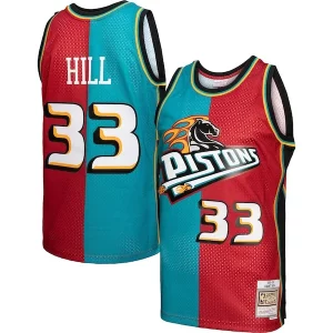 Grant Hill Detroit Pistons Hardwood Chic Classics 1999/00 Split Swingman Jersey Teal/Red