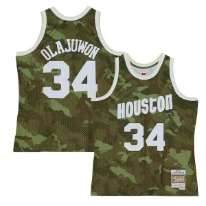 Hakeem Olajuwon Houston Rockets Hardwood Classics 1993/94 Ghost Green Swingman Stylish Jersey Camo
